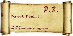 Ponert Kamill névjegykártya